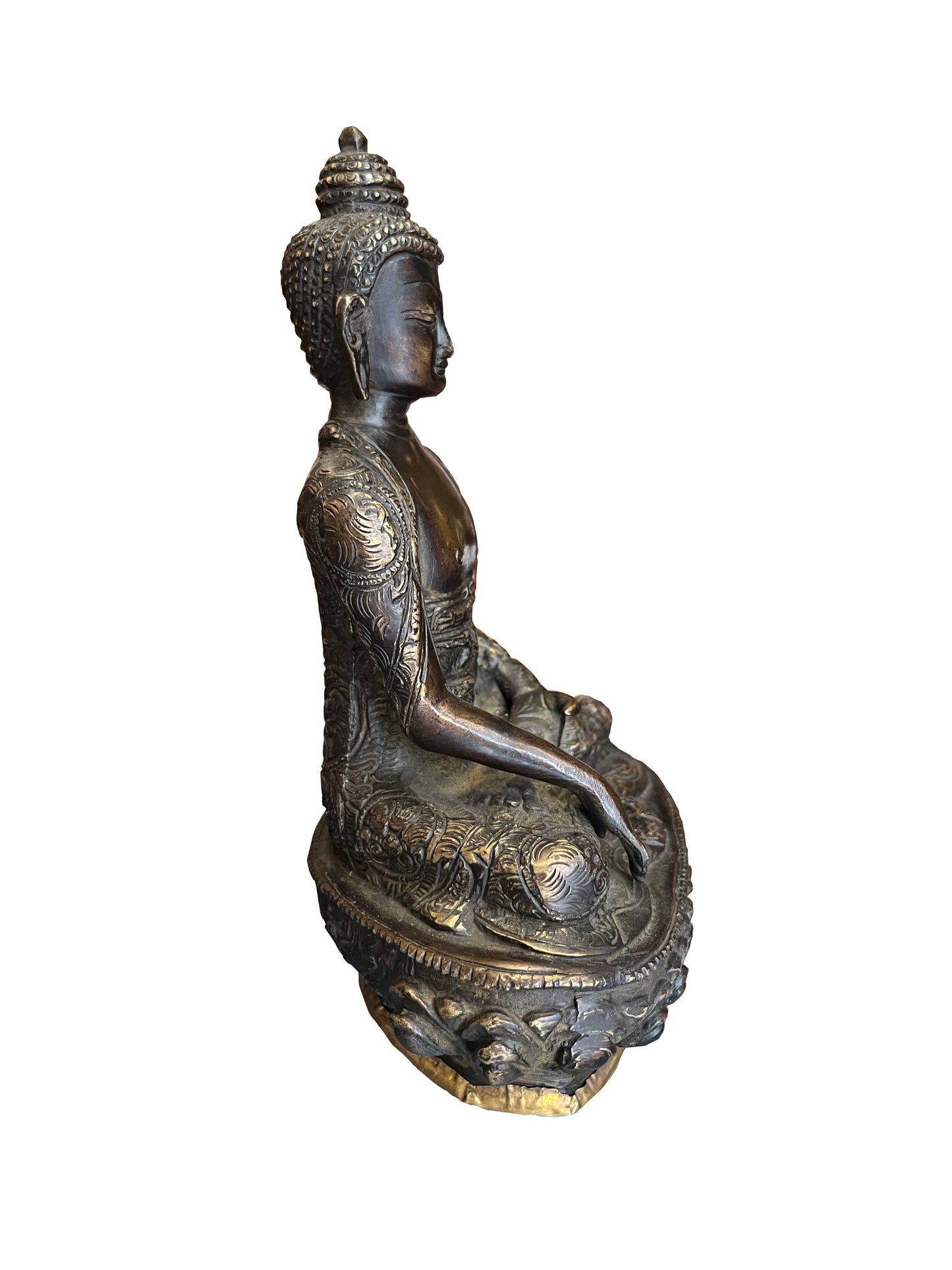 Statue en bronze de bouddha Shakyamuni avec gravure