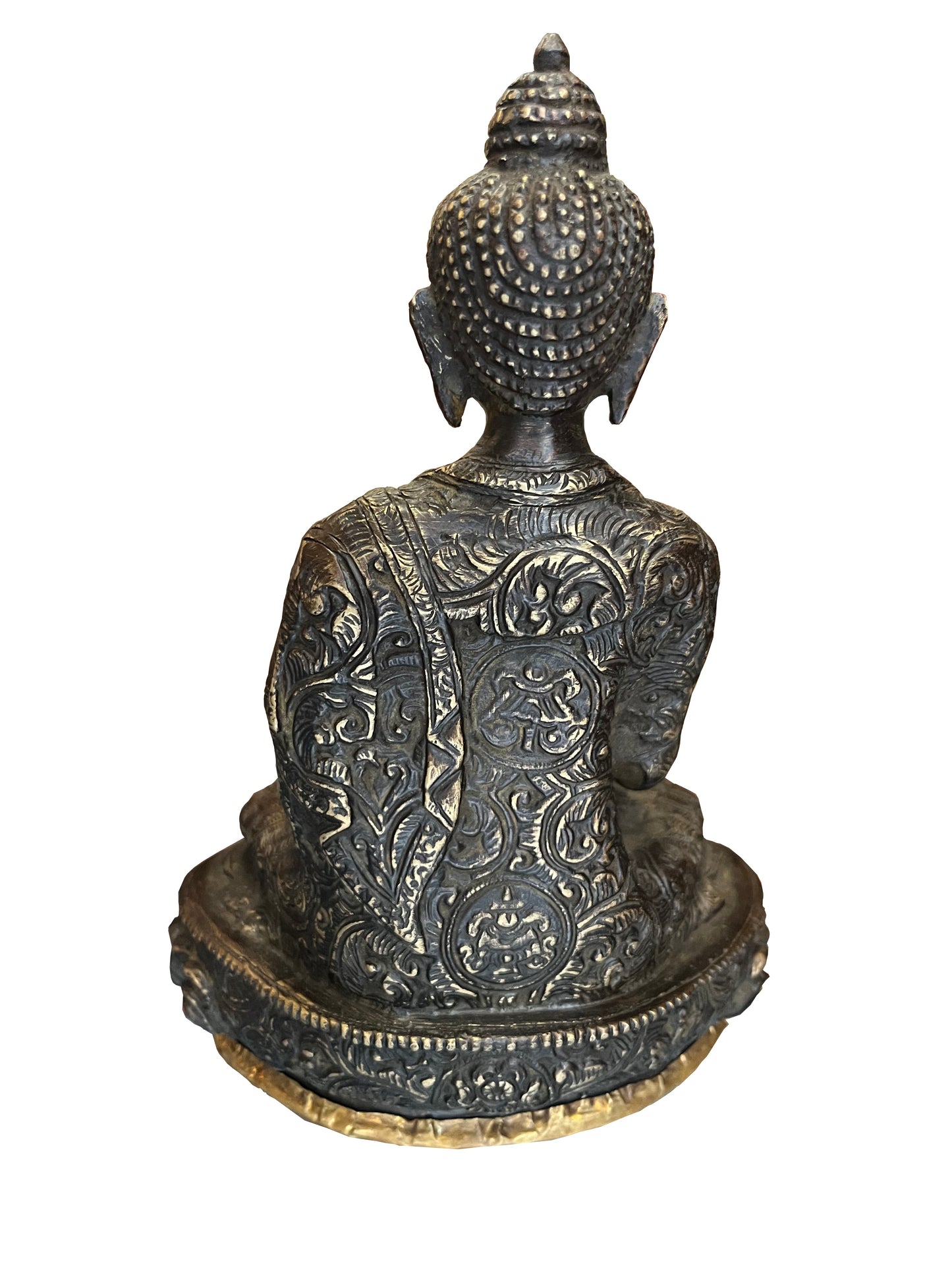 Statue en bronze de bouddha Shakyamuni avec gravure