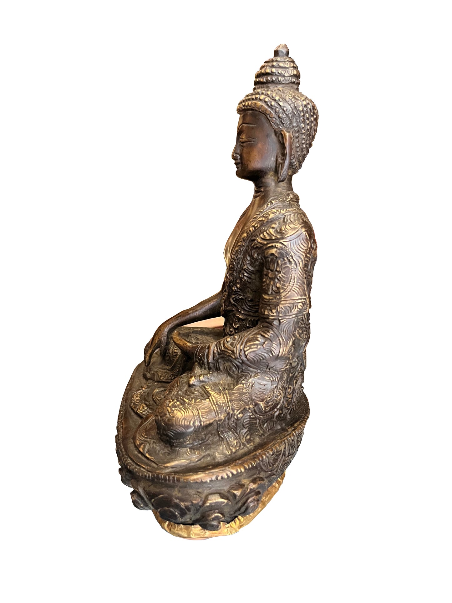 Statue en bronze de bouddha Shakyamuni avec gravure